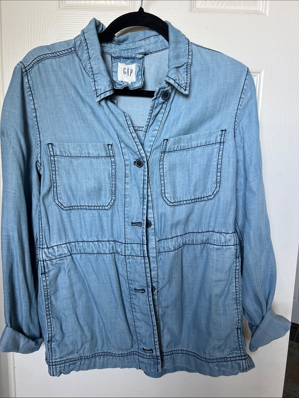 GAP Light Denim Button-Front Utility Jacket